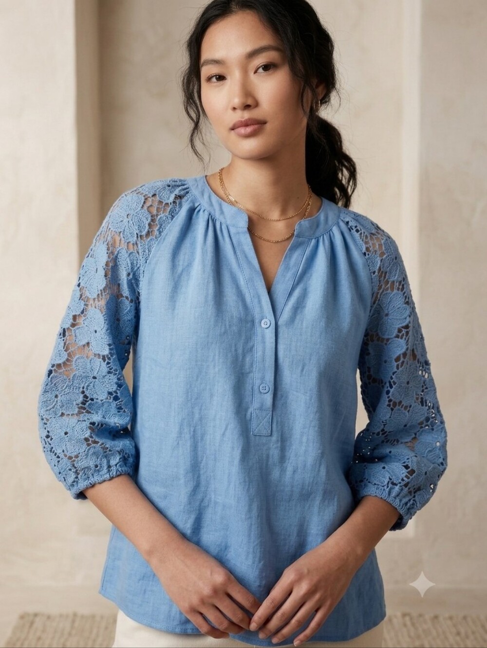 Umgee Chambray Tunic Top - Picture 1 of 6